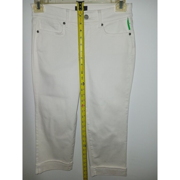 NYDJ Marilyn Straight Crop Jeans Womens‎ 4 Cuffed Optic White MCFO2108 LiftxTuck - Picture 7 of 10